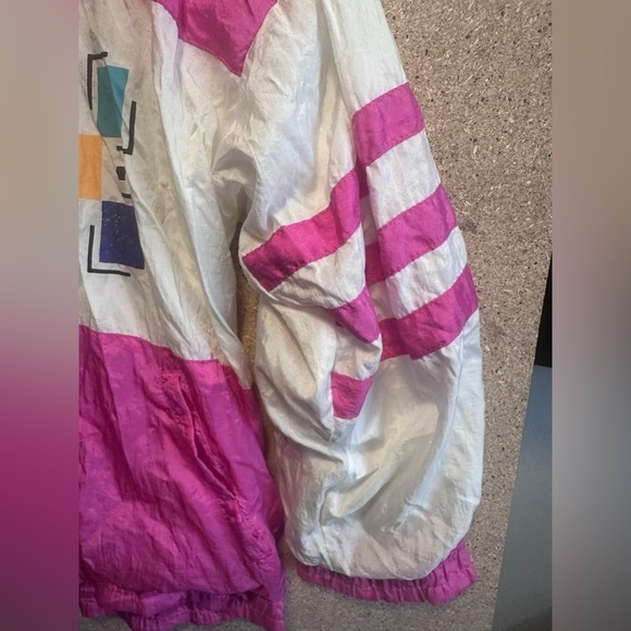 Adolfo Sport Vintage Pink and White Windbreaker Size Large - Picture 7 of 9